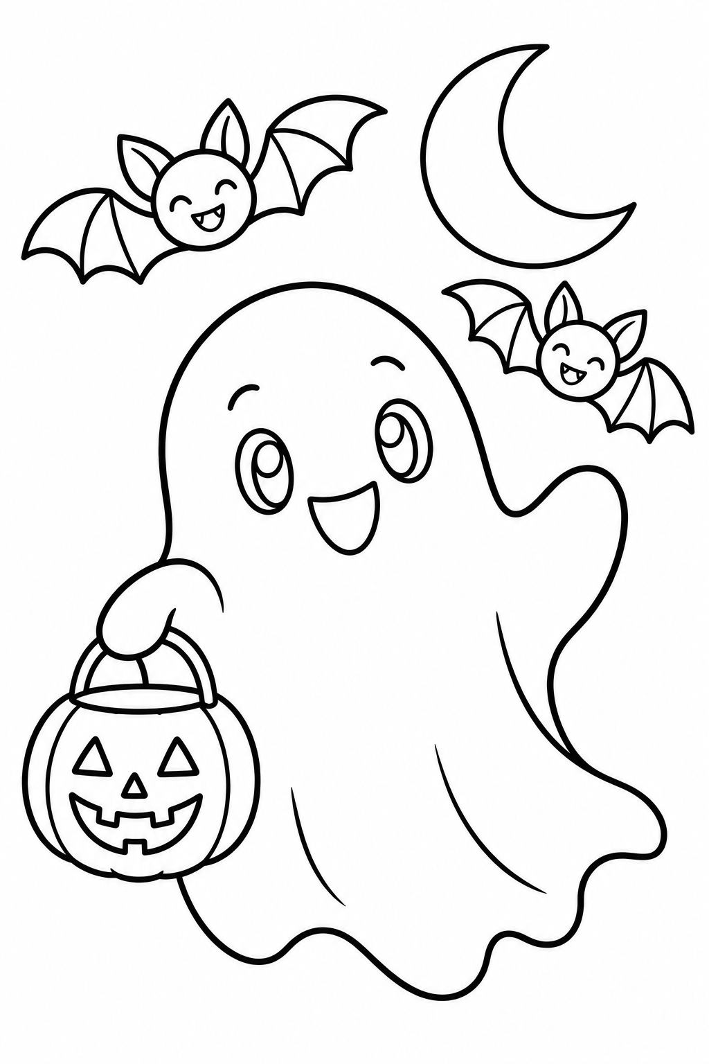 Friendly ghost colouring page preview
