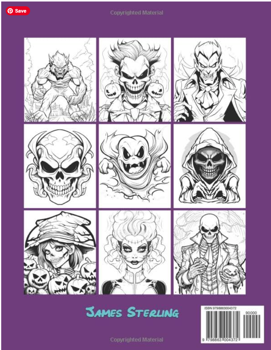 Original back cover showing nine Halloween designs
