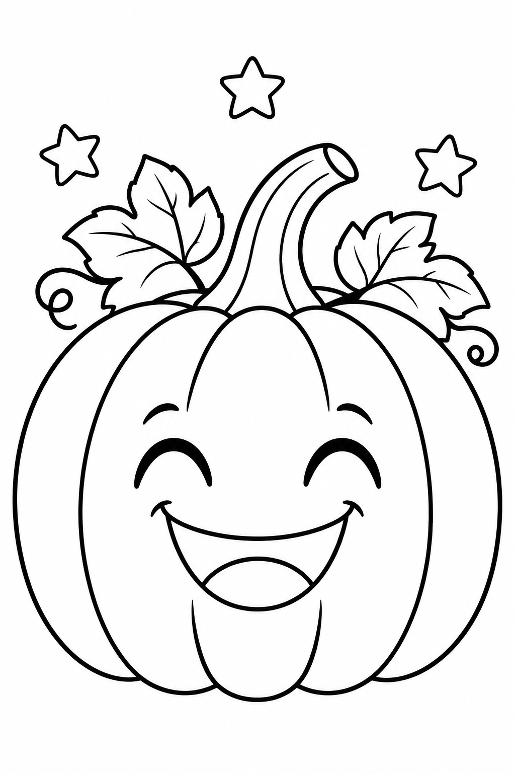 Happy pumpkin colouring page preview